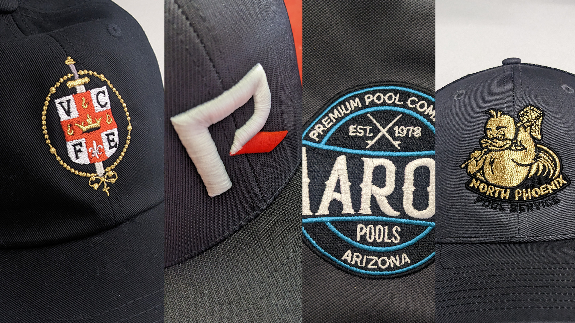 Embroidery examples on custom apparel